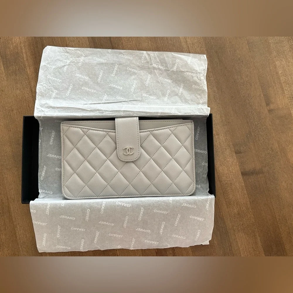 🩶 NWT Chanel Classic Gray 2 Set Pouch Long Wallet - 2 Pieces 🩶